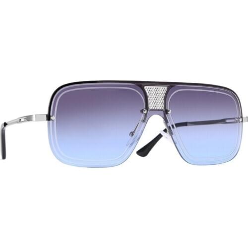 Vintage Oversize Sunglasses Men One Piece Square Eyeglasses Women for Outdoor Club Semi Rimless Goggles Oculos Gafas 17261DF