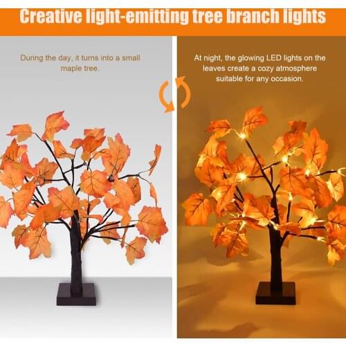 LED Maple Tree Light, Fall Decor for House, Thanksgiving Artificial Ornaments, Autumn Table Lights, Gifts for Friends, Harvest C