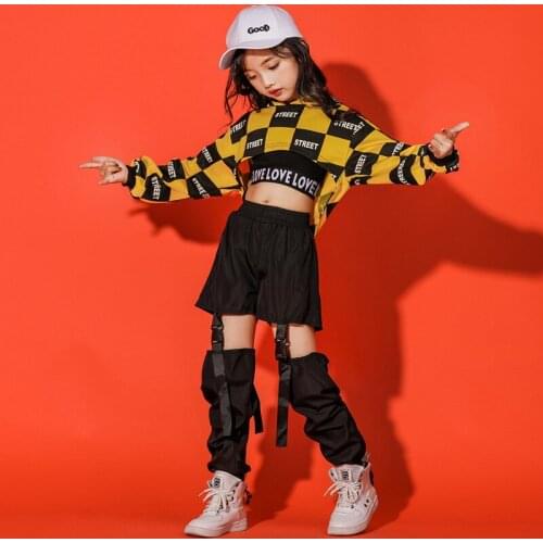 Girl Hoodies Sweatshirt Top Crop Hollow Pants Hip Hop Clothing for Woman Jazz Dance Costume Ballroom Clothes Ballroom Dress Suit