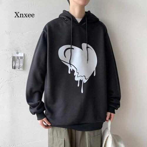 Unisex Kawaii Heart Shaped Hoodie Winter Women Cute Cartoon Long Sleeve Casual Hoodie Oversized Sweatshirt Harajuku Top Pullover
