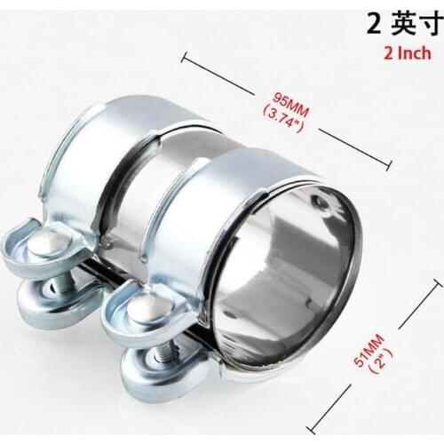 Universal 2" Stainless Steel Clamp Car Exhaust Pipe Clip Tail Throat Hoop Car Exhaust Pipe Cover