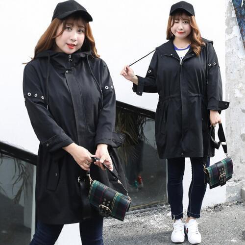 Female Windbreaker Coat Loose Large Size Causal Hooded Jackets Coats Winter Windproof Long Outwear Famale Windbreaker 4XL W2016