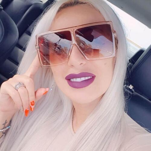 Vintage Oversize Square Sunglasses Women Goggles Men Flat Top Big Sun Glasses Female Fashion Leopard Blue Eyewear Gafas de sol
