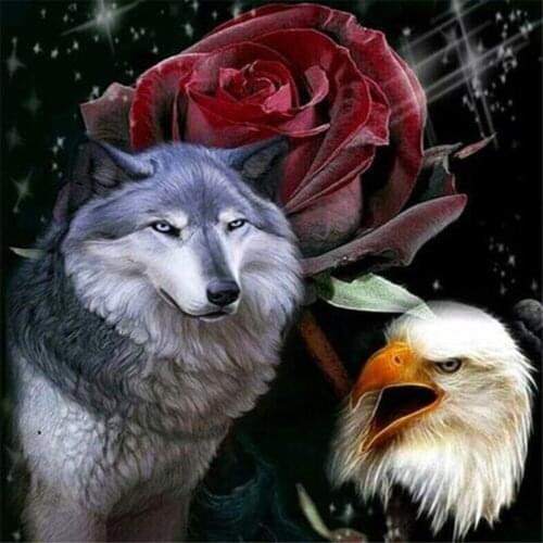 Wolf Moon Animal Printed Water-Soluble Canvas 11CT Cross-Stitch Patterns DIY Embroidery DMC Threads Craft Handmade Adults