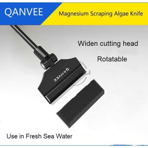 QANVEE Aluminium Magnesium Alloy Rotatable Scraping Algae Knife Clean Brush Fish Tank Aquatic Plants Fresh Marine Water