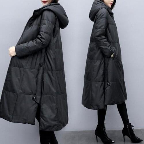 Women 2021 Winter Fashion Hooded Cotton Padded Parka Female Warm Thick Casual Mid- Long Coat Lady Loose Over Size Outerwear B133