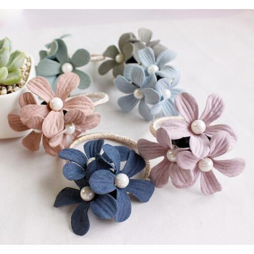 1 PCS Fashion Hot Sale Cloth Flower Shape Popular Charming Women Girls Rubber Bands Elastic Hair Rope