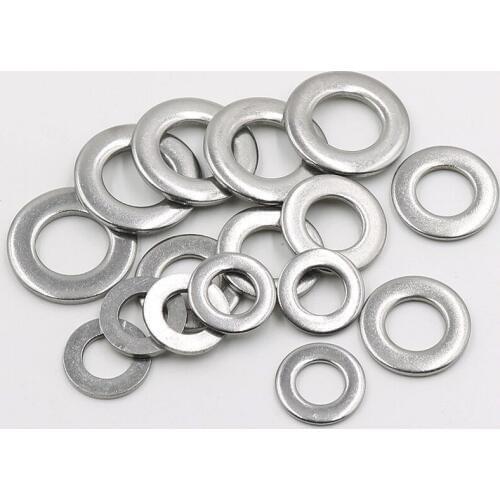 100pcs M8 Stainless Steel Flat Washer Plain Washer Gasket Metal Gasket Screw Gasket