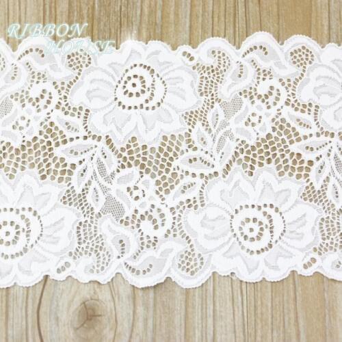 3Meter/roll) 15cm white elastic lace Fabric French hollow underwear lace Trim DIY French hollow underwear