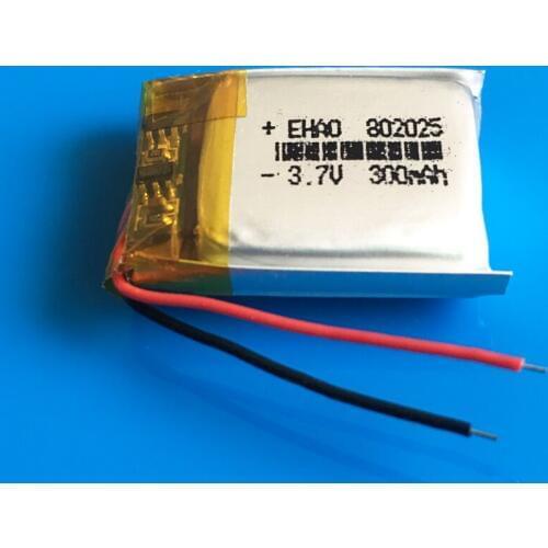 802025 3.7V 300mAh Polymer lithium Lipo battery rechargeable cells Power customized CE FCC ROHS MSDS for camera MP3