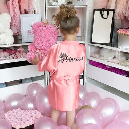 Toddler Baby Kids Girls Solid Silk Satin Kimono Robes Bathrobe Sleepwear Pajamas Soft And Comfortable Childrens Sleep Robe