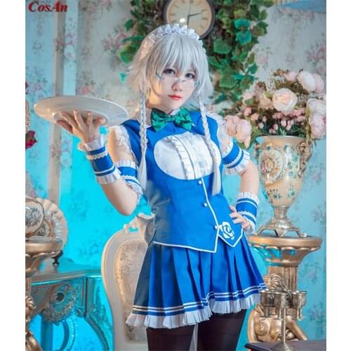 Game Touhou Project Izayoi Sakuya Cosplay Costume Lovely Blue Maid Outfit Activity Party Role Play Clothing S-L Or Custom-Make