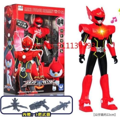 Korea Mini Force Transformation Toys Electric Warrior Deformed Robot Action Figure Weapon Boy Toy Children Souvenir Gift Red