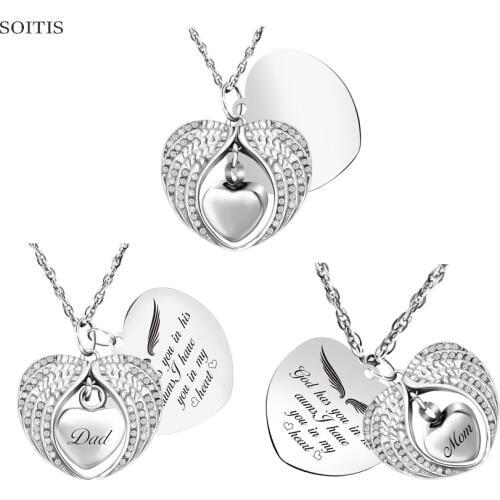 Cremation Jewelry for Memory Dad&Mom Custom Keepsake Engraved Name Date Urn Necklace Double Heart Necklace DIY Ashes Pendant