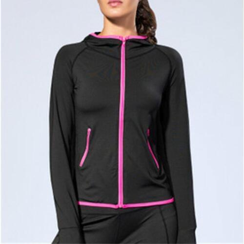 Women Autumn Winter New Thumb Hole Long Sleeve Running Jacket Zipper Pocket Exercise Training Workout Fitness Zip Jacket Femme