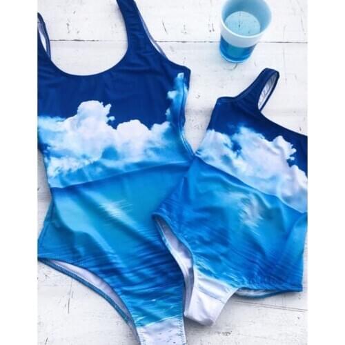 Hot Summer Bikini Family Matching Women Kids Girl Mother Daughter Print Swimsuit Bathing Suit Swimwear Beachwear