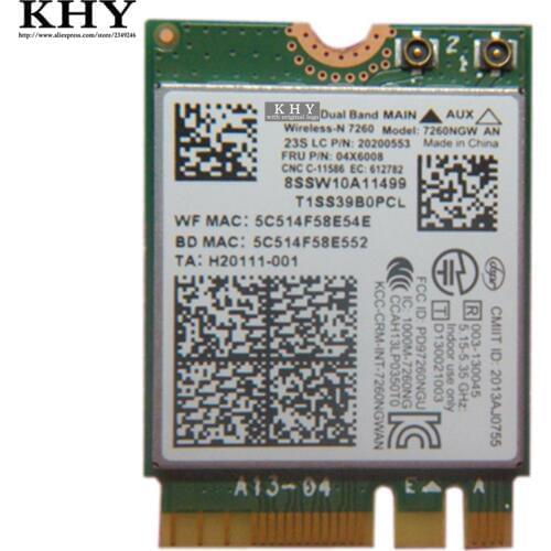 Original Dual Band 7260NGW AN Bluetooth4.0 For Thinkpad L440 L540 X240 X230s t440 T440S T440P T540P W540 X1 Carbon FRU: 04x6008