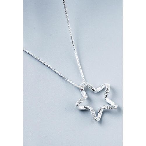 Daisies Real 925 Sterling Silver Hallow Star Necklaces & Pendants for Women Lucky Star Statement Necklace