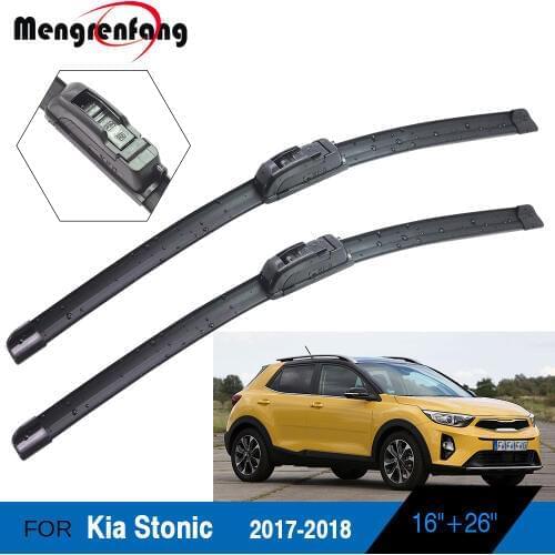 For Kia Stonic Car Front Windscreen Wiper Blades Soft Rubber Wiper J Hook Arms 2017 2018