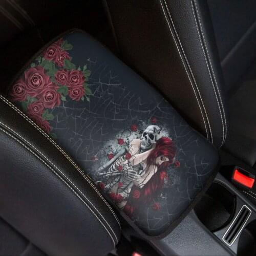 Rose Skull Design Universal Car Accessories Center Console Protector Comfortable Center Console Pad Car Console Cover for Car