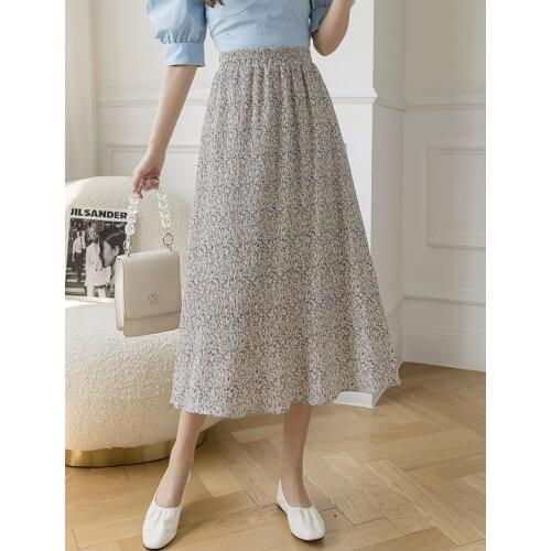 2021 New Summer Skirt Women High Waist Fashion Retro Beach Printed Chiffon Skirt Female Elegant Beach Bohemia Skirt