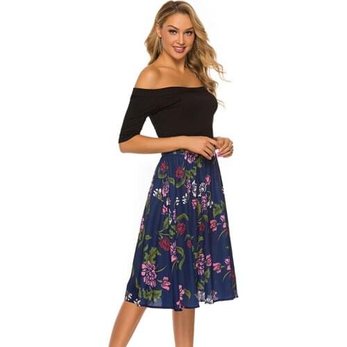 Vestidos 2019 Summer Lady Elegant Floral print Dress Summer Women Sexy off shoulder Halter BOHO Beach Party Dresses