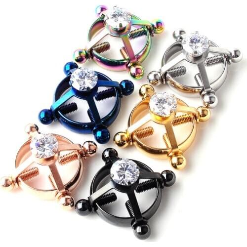 1PC fashion geometric stainless steel breast ring clip without puncture body jewelry adjustable womens charm sexy jewelry