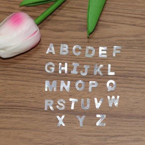 100pcs/lot)26 Alphabet ABC DIY Letter Jewelry White Natural Shell Initial Letters A-Z Mother of Pearl MOP Pendant For Necklace