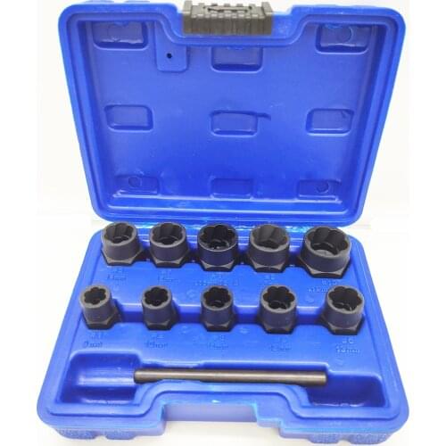 11pcs Twist Socket Set 3/8" Dr. Damaged Lock Lug Nut Removal Socket Tool
