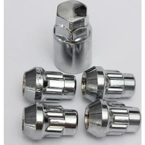 4Pcs 12x1.5mm 60 Degrees Tapered Alloy Wheel Lock Anti-theft Nuts Bolts with Key