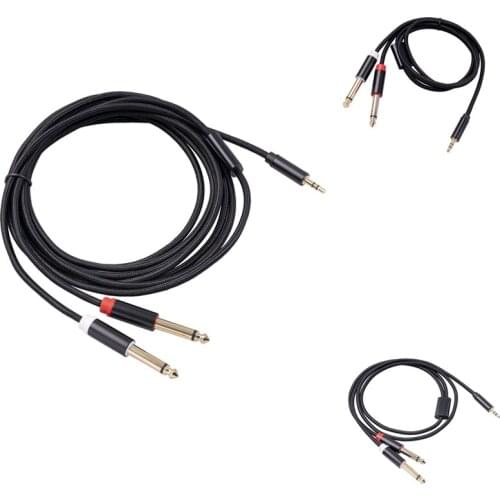 Audio Cable 3.5Mm To Double 6.35Mm Aux Cable For Mixer Amplifier DVD Player Speaker 6.5Mm 3.5 Jack Splitter Cable