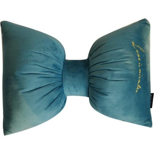 Velvet Bow Pillow Car Headrest Backrest Neck Pillow Back Cushion Navy Blue Green Yellow Pink Car Cushion