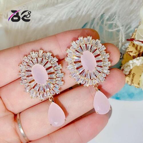 Be 8 Fashion Luxury Water Drop Design Dangle Earrings Full Mirco Pave Cubic Zirconia Engagement Party Drop Earring for WomenE839