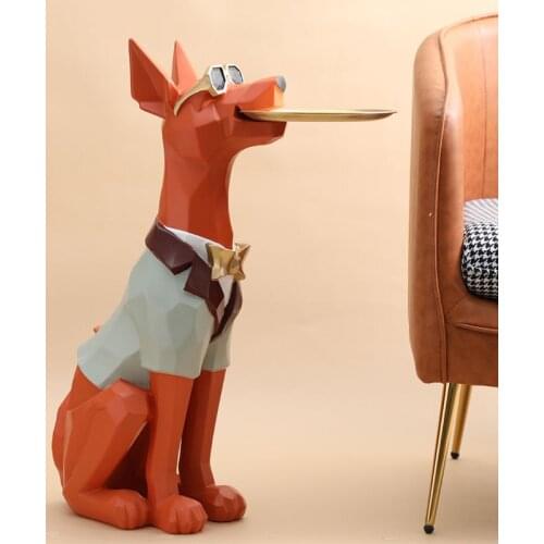 Room Decor Big Statue Home Decor Sculpture Dog Ornaments TV Cabinet And Sofa Beside Storage Tray Dog Figurines Tea Table