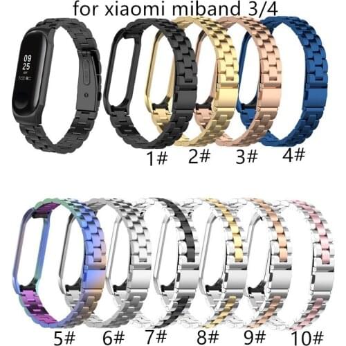 Wristband For Xiaomi Mi Band 3 4 Strap Smartwatch Mi band Miband 4 3 Wrist Bracelet with case Metal steel Stainless watch Strap