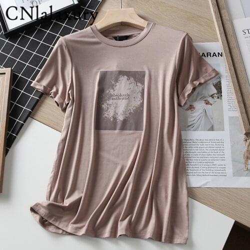CNlalaxury New High Street Vintage Letter Print Cotton Harajuku Tshirt Femme Summer Tee Shirt Women Camisetas de Mujer Top 2021