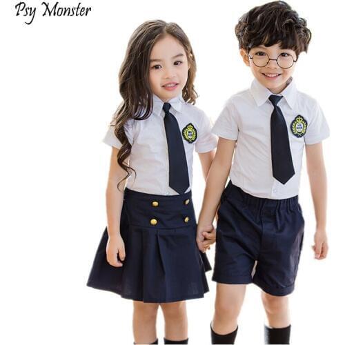 Children Korean Japanese Student Formal Preppy School Uniforms Girls Boys Kids Birthday Shirt Skirt Pants Tie Clothes Suit A29