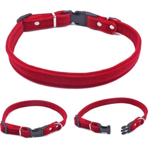 Red Suede Leather Dog Collars For Small Medium Dogs Adjustable Size XS S M Chihuahua Puppy Pet Products For Animals