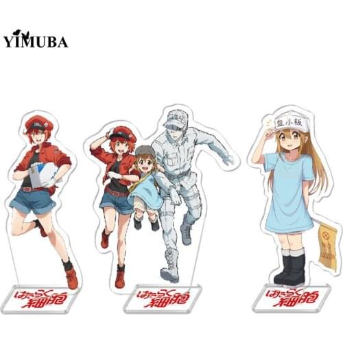 Cells at Work Anime Figure Stand Model Toys Keychian Pletelet Red Blood Cell Acrylic Figure Desk Decor Collectible Display Gift