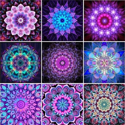 HUACAN 5D DIY Diamond Embroidery Mandala Full Drill Square Diamond Art Rhinestone Flower Diamond Mosaic Cross Stitch Home Decor