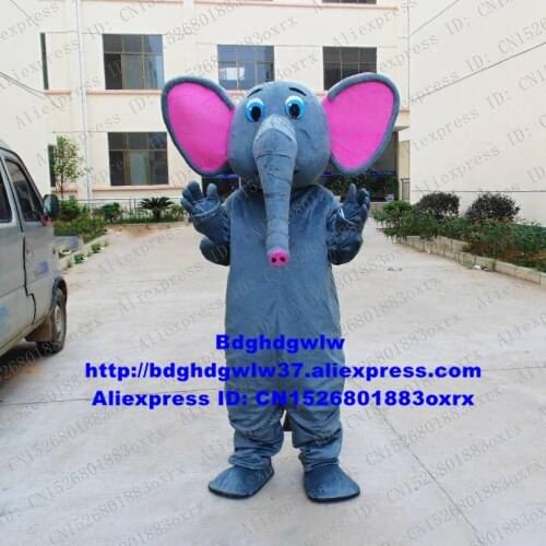 Grey Elephant Elephish Mascot Costume Adult Cartoon Character Outfit Suit Canvass Business Orders Cosplay Costume zx1296