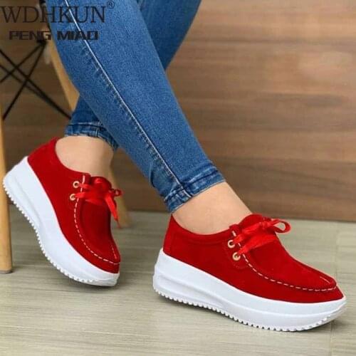 Chunky Sneakers Women 2020 New Solid Color Thick Bottom Lace Up Walking Womens Shoes Female Breathable Non Slip Platform Shoes