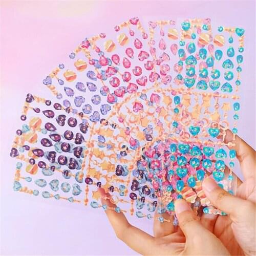 Laser Color Stickers Notebook Mobile Phone Decor Crystal Pendant Stickers Diy Planner Paper Tape Star Sequin Glitter Sticker