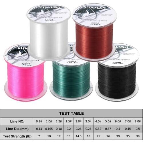 Lixada 500M0.14-0.5mm Nylon Fishing Line Durable High Quality Monofilament Rock Sea Fishing Line Thread Pesca Carp Fishing Tools