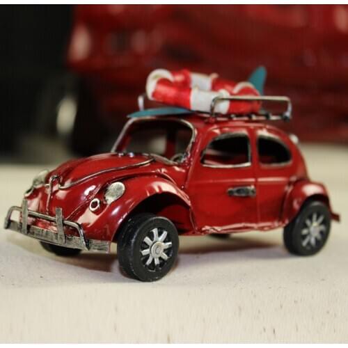Metallic Decoration Volkswagen Beetle Canvas Car Model Vintage Iron Classic Car Crafts Christmas Gift