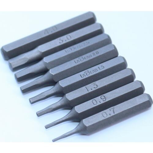 8pcs/set 4mm 1/8 Inch Hex Shank S2 Alloy Steel Screwdriver Bit Tool Set Hexagon H0.7 H0.9 H1.3 H1.5 H2.0 H2.5 H3 H4 28mm length