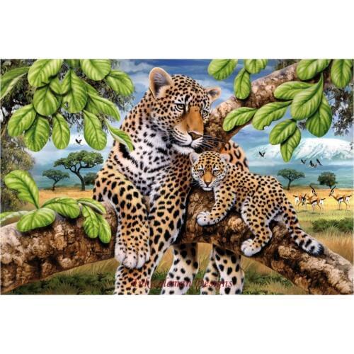Embroidery Counted Cross Stitch Kits Needlework - Crafts 14 ct DMC Color DIY Arts Handmade Decor - Leopard & Cub