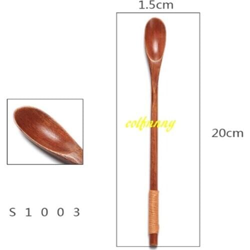 20pcs/lot Free shipping 16.5cm 20cm Longth Natual Wooden Honey Spoon coffee Tea Wood Stirrer Spoons 5 styles
