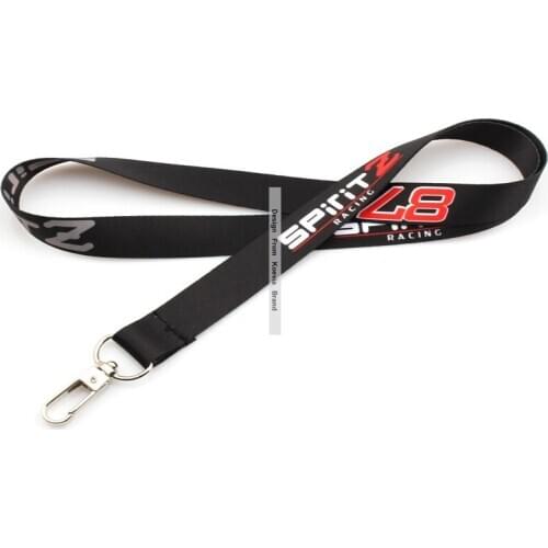 Wholesale Custom Heat Transfer Nylon/Polyester Black Neck Lanyard Logo Text Promotion Exhibition Meeting Use Strap Gift