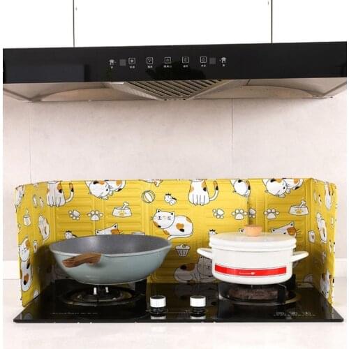 New Kitchen Gas Stove Oil Baffle Plate Cute Printing Oil-proof Aluminum Foil Baffle Cooking Heat Insulation Anti-Oil Splash